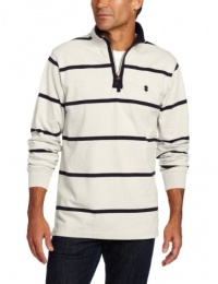 IZOD Men's Long Sleeve Sueded Jersey Stripe Rugby Tee