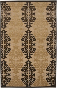 8'8 x 12' Rectangular Surya Area Rug PRT1020-8812 Natural/Chocolate Color Machine Made Turkey Portera Collection Indoor/Outdoor