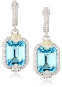 Judith Ripka Estate Blue Emerald Cut Earrings