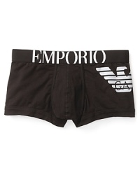 Laying the foundation is critical when you're building anything, including your day's attire. Work or weekend, start things right with a logo trunk from Emporio Armani, constructed in soft breathable cotton with a bit of stretch for a truer, body-defined fit.