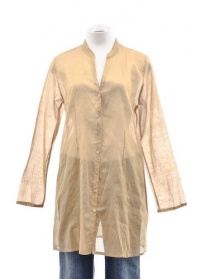 Eileen Fisher Hand loomed Gold Metallic Shimmer Long Sleeve Shirt Small