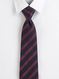 An understated version of a classic repp stripe in rich colors on pure silk.SilkDry cleanMade in Italy