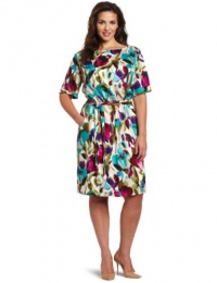 Jessica Howard Women's Plus-Size Floral Blouson Dress, Multi, 20W