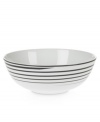 Have fun with the spiral design and serious durability of Mikasa's Cheers vegetable bowl. Bone china in black and white caters modern tables with a sense of whimsy. (Clearance)