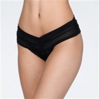 Hanky Panky Retro Lace Crotchless Thong with Mesh - Black - One Size