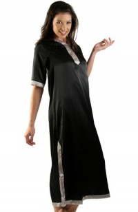 Classic Long Satin Caftan with Accent Color