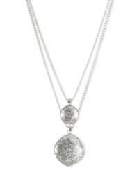 Double your pleasure with this two-row necklace from Kenneth Cole New York. Crafted from silver-tone mixed metal, the necklace features silver-colored glittery accents for a lustrous effect. Item comes packaged in a signature Kenneth Cole New York Gift Box. Approximate length: 16 inches + 3-inch extender. Approximate drop: 2 inches.