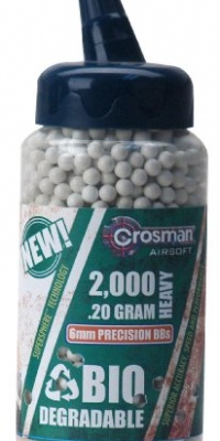 Crosman 6mm biodegradable airsoft BBs, 0.20g, 2000 rds, white