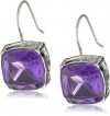 Nine West BLING IT ON Silver-Tone Purple Stone Cushion Drop Earrings