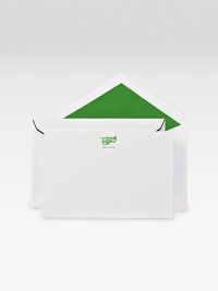 These statement-making cards, letter-pressed in green with French horn design and corresponding lined envelopes, are perfect for any occasion.Includes 10 cards and 10 hand-bordered lined envelopesBlank insideHigh-quality, Crane's lettra® fluorescent white cotton paperEach, about 4W X 6HMade in USA