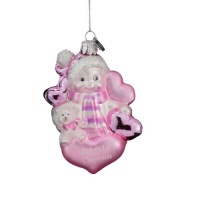 Kurt Adler 3-1/2-Inch Noble Gems Glass Baby Girl's First Christmas Snowman Ornament