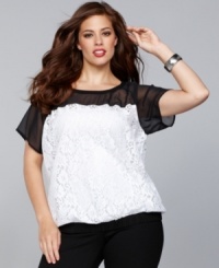 Whether it's date night or holiday party, INC's plus size, lace-adorned top makes a sophisticated style statement!