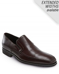 Fancy twin gore slip-on loafers with nappa leather upper. Leather lined. Flexible rubber sole for traction and durability.