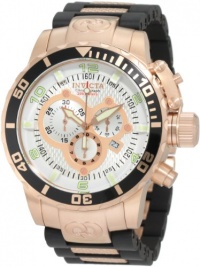 Invicta Men's 10620 Corduba Chronograph Silver Dial Black Polyurethane and 18k Rose Gold Plated Watch