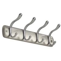 InterDesign Bruschia Wall mount Rack, 4 Hooks, Brushed Nickel/Chrome