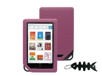 iShoppingdeals - for Barnes and Noble NOOK COLOR eBook Reader Tablet WiFi, Pink Soft Silicone Skin Case Cover And Smart Headphone Wrap