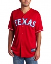 MLB Men's Texas Rangers Josh Hamilton Scarlet Alternate Short Sleeve 6 Button Synthetic Replica Baseball Jersey by Majestic