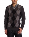 Fred Perry Men's Argyle V-Neck Sweater, Graphite Marl/Grey Marl/Navy/Burnt Copper, Medium