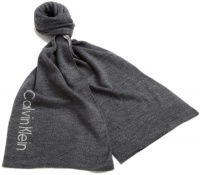 Calvin Klein Men's Modern Logo Muffler, Chargrey, One Size