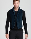 The peak lapel makes a comeback on this statement vest from rock'n'roll-inspired John Varvatos USA LUXE.