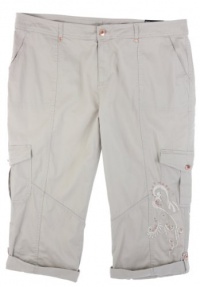 Style&co. Plus Size Pants, Women's Cuffed Embroidered Cargo Capri