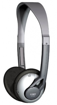 Coby CVH42 Deep Bass Lightweight Stereo Headphones, Silver