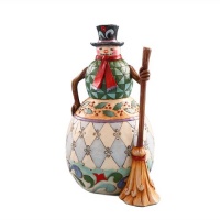 Jim Shore Heartwood Creek Classic Snowman with Broom Figurine, 8-1/4 Inches