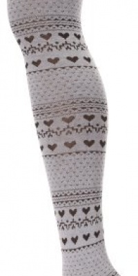 Jessica Simpson Women's Fairisle Heart Sweater Tight Socks