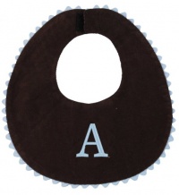 Princess Linens Bon Bon Bib Brown with Baby Blue Trim - A