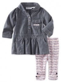 Calvin Klein Baby-Girls Newborn Top With Legging, Denim, 0-3 Months