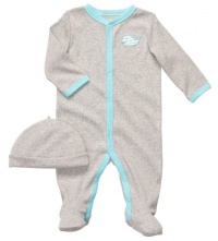 Carter's Stripey Whale Coverall & Cap Set (Sizes NB - 9M) - gray, 3 months