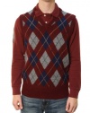 Polo Ralph Lauren Men's V-Neck 100% Wool Sweater Vest Maroon w/Argyle