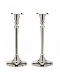 Cast your home in a more beautiful light with Godinger candlesticks. A classic tulip shape defines a polished aluminum pair to accentuate any setting.