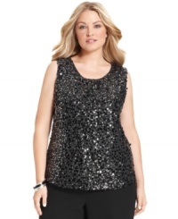 Go bold with a sequined tank from Calvin Klein. This plus size shell pairs easily with everything from a tailored skirt suit to your favorite jeans.