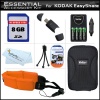 8GB Accessory Kit For Kodak EasyShare Sport C123, C135 Waterproof Digital Camera Includes 8GB High Speed SD Memory Card + 4 AA High Capacity Rechargeable NIMH Batteries And AC/DC Rapid Charger + Hard Case + STRAP FLOAT + USB 2.0 SD Card Reader +Much More