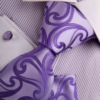 Purple Dress Ties Men Cheap Ties For Men Medium Purple Stripes Woven Silk Neckie Hanky Cufflinks Gift Box Set Y&G Relax Necktie Set H7035