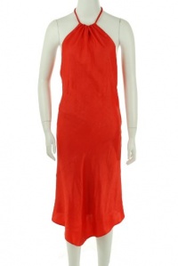 Lauren Ralph Lauren Silk Halter Style Dress Bali Orange 6