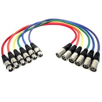 GLS Audio 6ft Patch Cable Cords - XLR Male To XLR Female Color Cables - 6' Balanced Snake Cord - 6 PACK