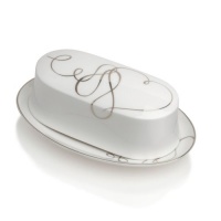 Mikasa Love Story 8-1/2-Inch Covered Butter Dish, White