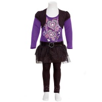 Little Girls Size 5 Purple Hearts Sequin Belt Black Bolero 2pc Outfit