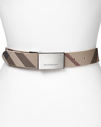 In the brand's signature check print, this coated canvas belt lends signature style.