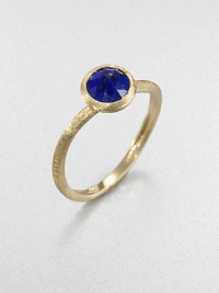 From the Jaipur Resort Collection. A delicate, brushstroke texture distinguishes the band and setting of this stunningly simple ring, topped with a faceted stone of deeply hued, gold-flecked lapis.Lapis18k yellow goldDiameter, about .25Made in Italy