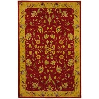 Safavieh AN526A Anatolia Collection 4-Feet Handmade Hand-Spun Wool Round Area Rug, Burgundy and Gold