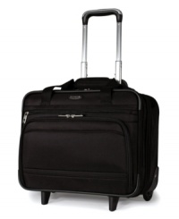 Tailored to the traveler's needs, this Samsonite rolling tote is designed with a slender, streamlined shape that doesn't compromise capacity. Lightweight even when loaded, it features plenty of organizational space, including a padded laptop compartment to keep your tech stuff safe. 10-year limited warranty.