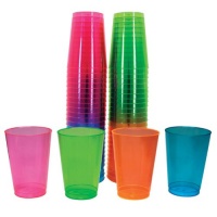 Northwest Enterprises Hard Plastic 10-Ounce Party Cups and Tall Tumblers, Assorted Neon, 50-Count