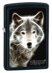 Zippo Matte White Wolf Lighter (Black, 5 1/2 x 3 1/2-Cm)