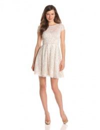 ABS by Allen Schwartz Women's Lace Dress With Cap Sleeve, Cream, 8