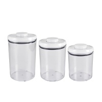 Store loose coffee or tea, cereals and more in OXO's trio of Good Grips canisters. Each piece has a unique pop-up button mechanism that creates an airtight seal with just a touch.