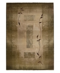 This accent rug will enhance any room. Beautiful and modest, this rug features a faded backdrop of earth hues gradually ascending from dark to light, creating a subtle yet graceful look. Elegant, curvilinear vines are patterned on the rug, completing its stunning style. Easy-care polypropylene ensures durability.