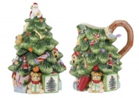 Spode Christmas Tree Sculpted Christmas Tree Shape Sugar and Creamer Set